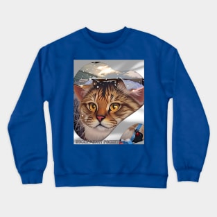 Rocket in my Pocket (kitty looking out snowy window) Crewneck Sweatshirt